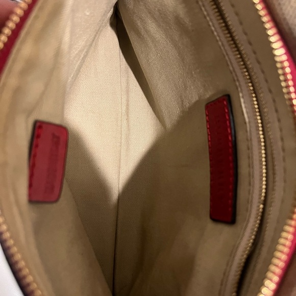 Burberry Beige/Red House Check Canvas and Leather Fold Over Crossbody Bag - Picture 8 of 13